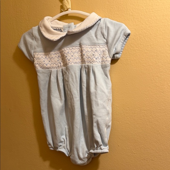 Magnolia baby Light Blue Smocked Baby One-Piece with Peter Pan Collar